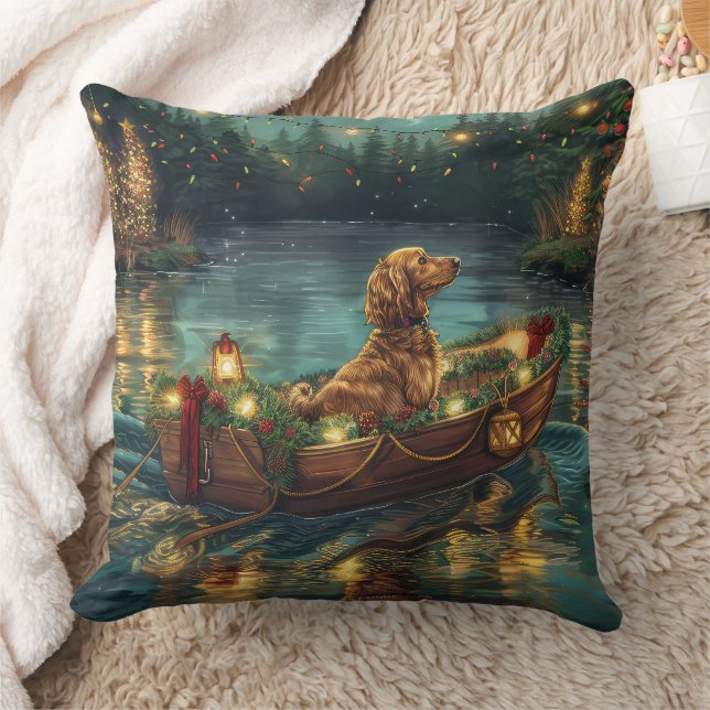 Afghan Hound Christmas Festive Voyage Throw Pillow (Blanket)