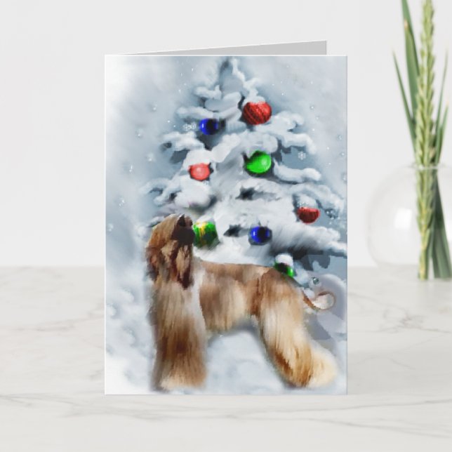 Afghan Hound Christmas Gifts Holiday Card (Front)