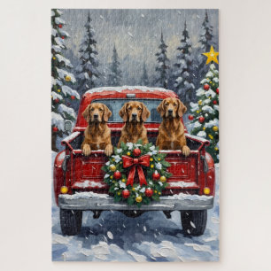 Afghan Hound Christmas Red Truck Holiday Jigsaw Puzzle