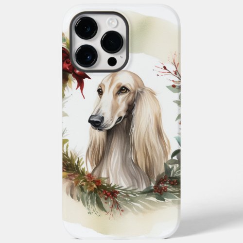 Afghan Hound Christmas Wreath Festive Pup  Case_Mate iPhone 14 Pro Max Case