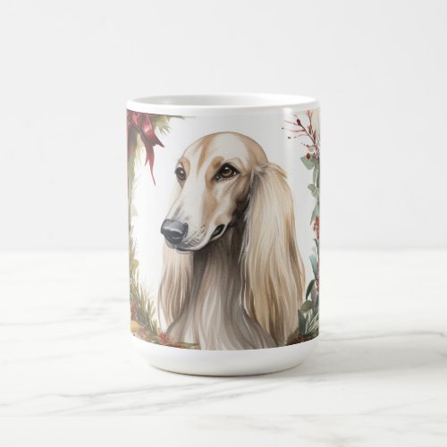 Afghan Hound Christmas Wreath Festive Pup  Coffee Mug