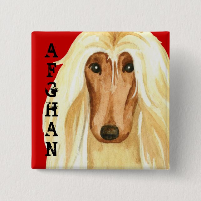 Afghan Hound Color Block Button (Front)