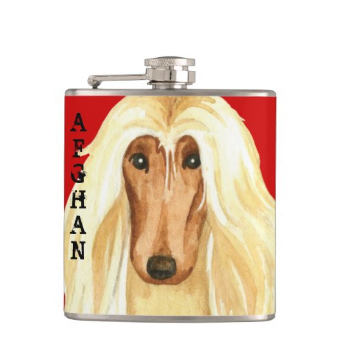 Afghan Hound Color Block Flask