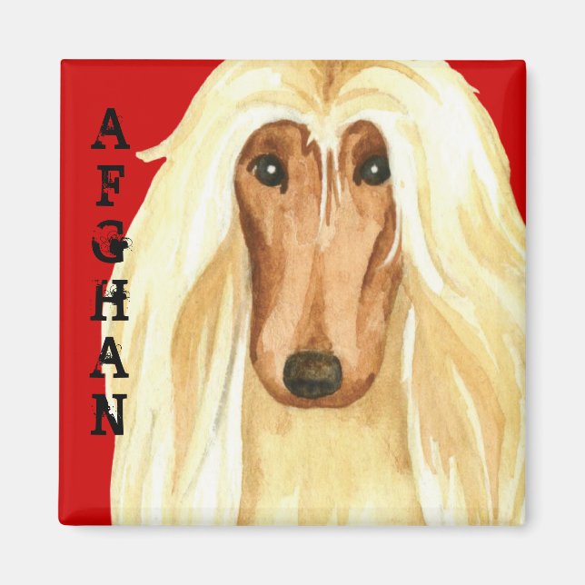 Afghan Hound Color Block Magnet (Front)