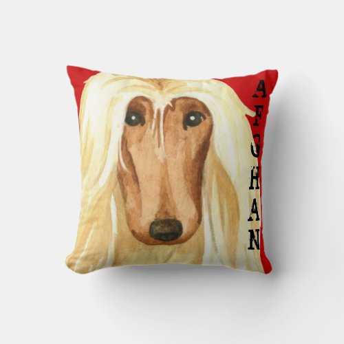 Afghan Hound Color Block Throw Pillow