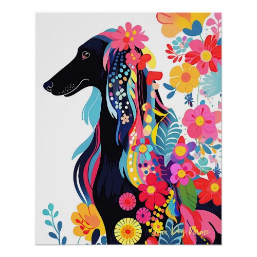 Afghan Hound Dog and Flowers  004 _ Tailor jewel Poster