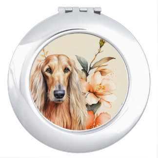 Afghan Hound Dog and Peach Lilies Compact Mirror