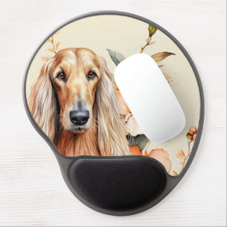 Afghan Hound Dog and Peach Lilies Gel Mouse Pad