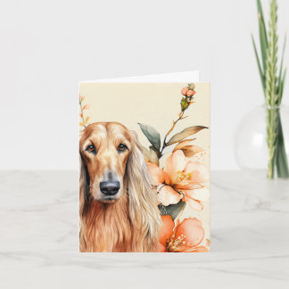 Afghan Hound Dog and Peach Lilies Note Card