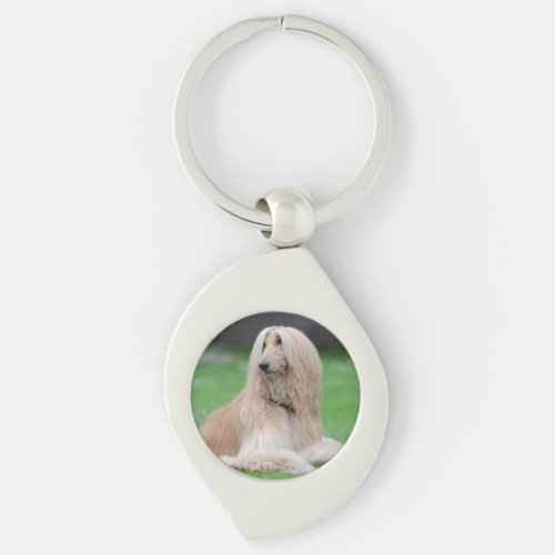 Afghan Hound dog beautiful photo metal keychain