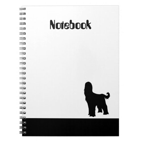 Afghan Hound dog black silhouette spiral notebook