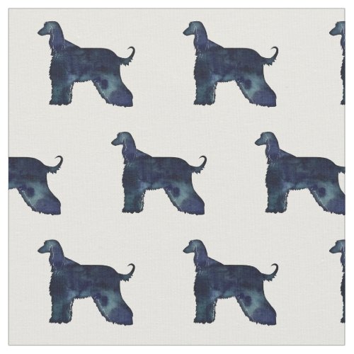 Afghan Hound Dog Black Watercolor Silhouette Fabric