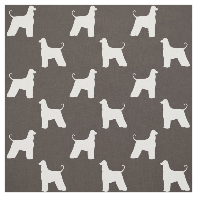 Afghan Hound Dog Breed Silhouettes Patterned Fabric (Swatch)