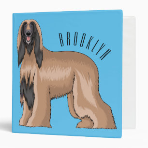 Afghan hound dog cartoon illustration 3 ring binder