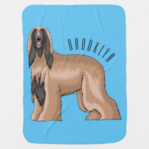 Afghan hound dog cartoon illustration baby blanket