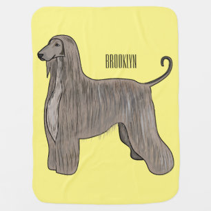 Afghan hound dog cartoon illustration  baby blanket