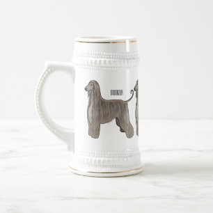 Afghan hound dog cartoon illustration  beer stein