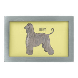 Afghan hound dog cartoon illustration belt buckle