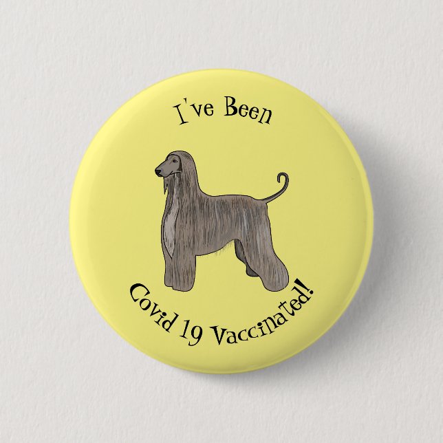 Afghan hound dog cartoon illustration button (Front)