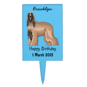 Afghan hound dog cartoon illustration cake topper