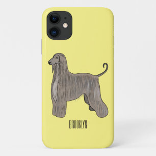 Afghan hound dog cartoon illustration iPhone 11 case