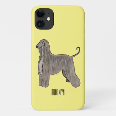 Afghan hound dog cartoon illustration  iPhone 11 case