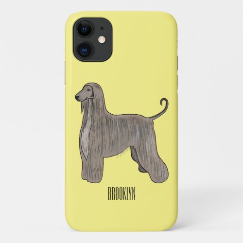 Afghan hound dog cartoon illustration  iPhone 11 case