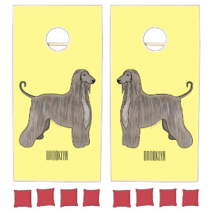 Afghan hound dog cartoon illustration cornhole set