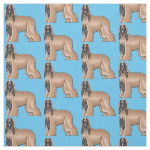 Afghan hound dog cartoon illustration  fabric