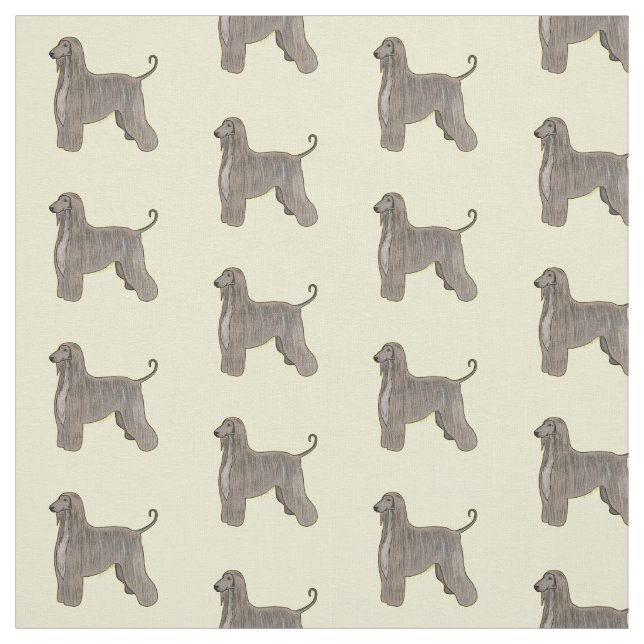 Afghan hound dog cartoon illustration fabric (Swatch)