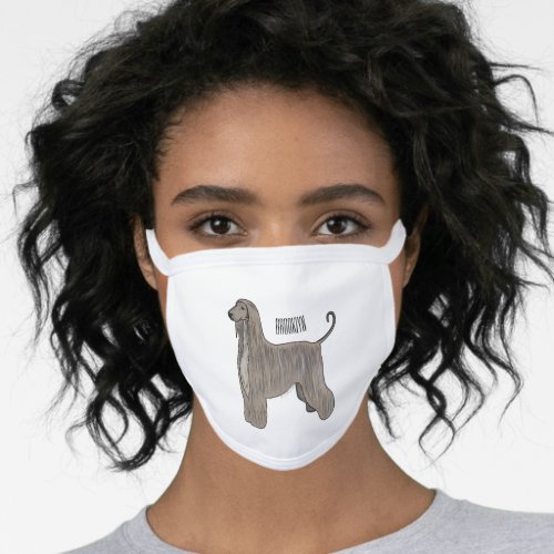 Afghan hound dog cartoon illustration  face mask