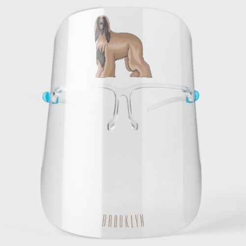 Afghan hound dog cartoon illustration  face shield