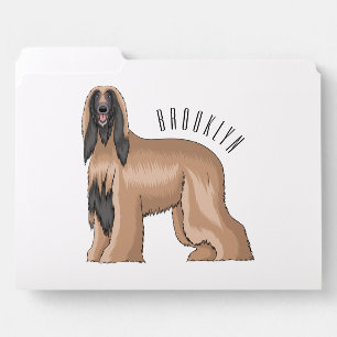 Afghan hound dog cartoon illustration file folder