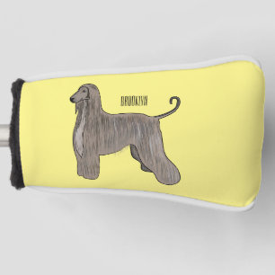 Afghan hound dog cartoon illustration golf head cover