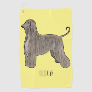 Afghan hound dog cartoon illustration golf towel