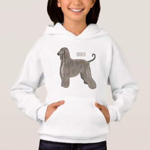 Afghan hound dog cartoon illustration  hoodie