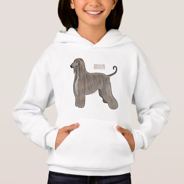 Afghan hound dog cartoon illustration  hoodie (Front)