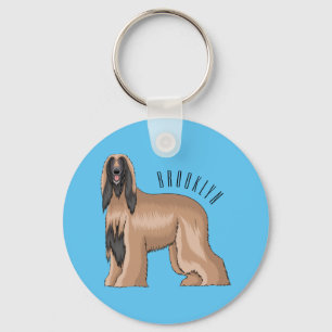 Afghan hound dog cartoon illustration keychain