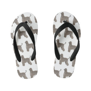 Afghan hound dog cartoon illustration kid's flip flops