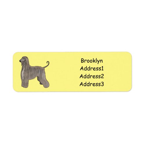 Afghan hound dog cartoon illustration label