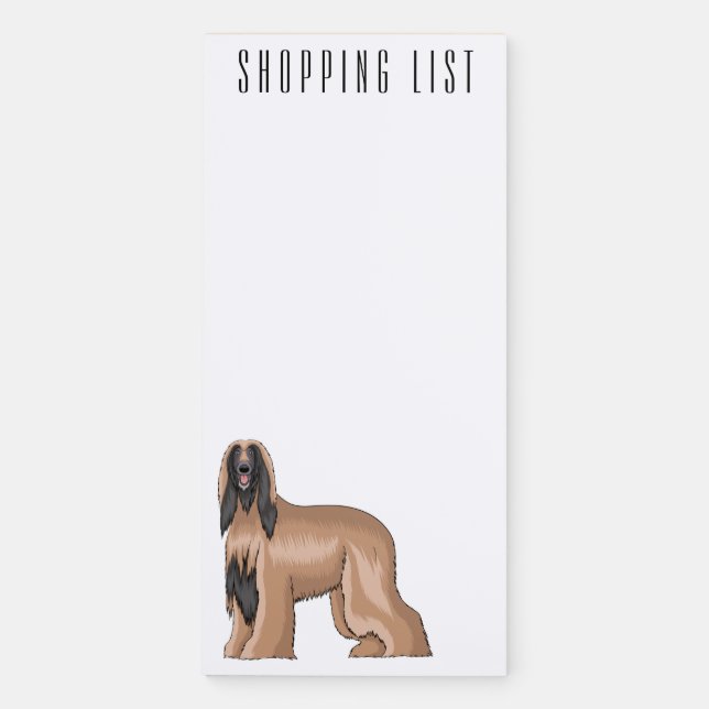 Afghan hound dog cartoon illustration  magnetic notepad (Front)