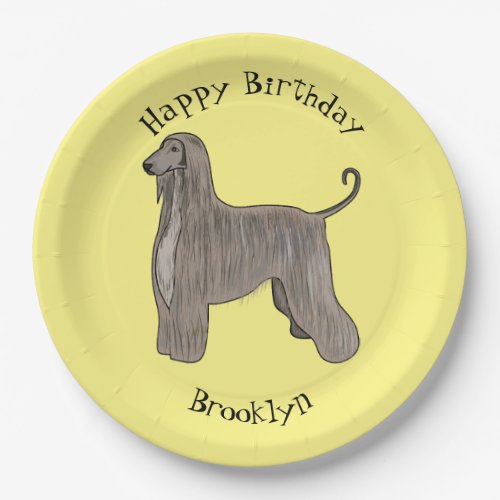 Afghan hound dog cartoon illustration paper plates