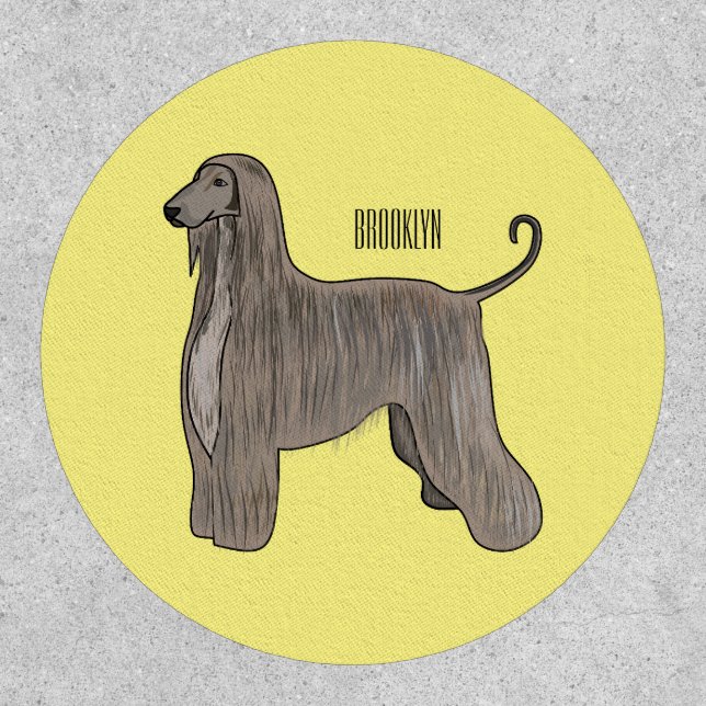Afghan hound dog cartoon illustration  patch (Front)