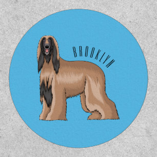 Afghan hound dog cartoon illustration  patch