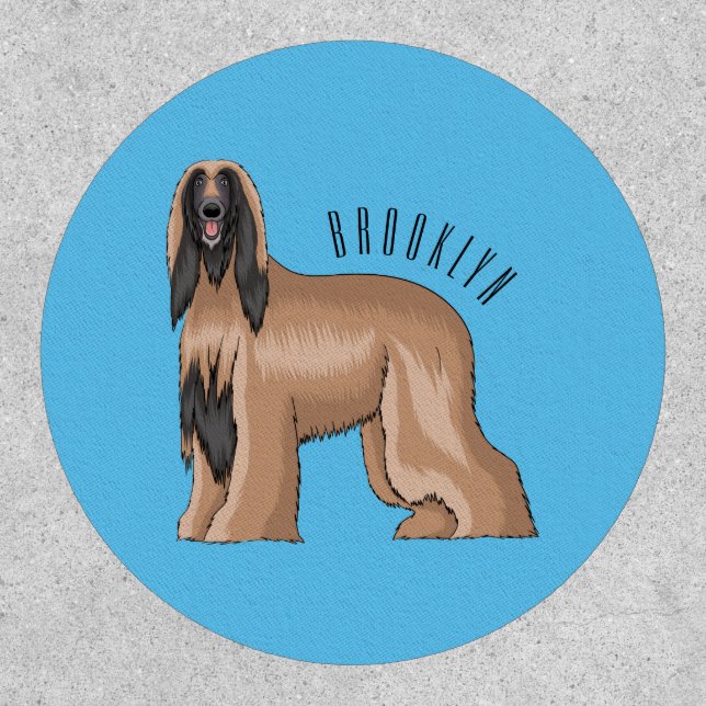 Afghan hound dog cartoon illustration  patch (Front)