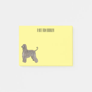 Afghan hound dog cartoon illustration  post-it notes