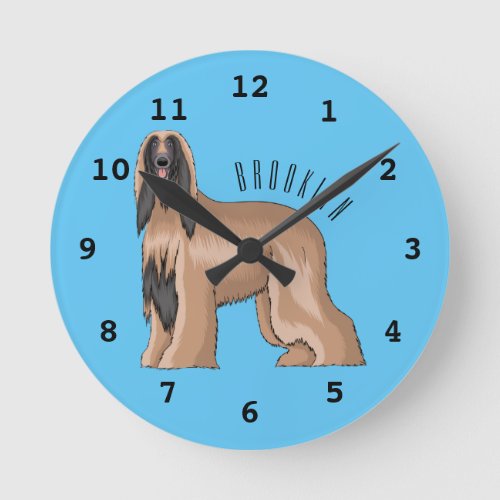 Afghan hound dog cartoon illustration  round clock