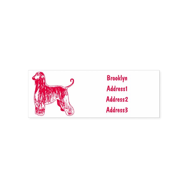Afghan hound dog cartoon illustration self-inking stamp (Design)