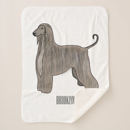 Afghan hound dog cartoon illustration sherpa blanket