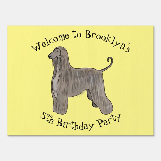 Afghan hound dog cartoon illustration sign (Front)